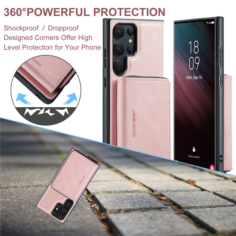 JEEHOOD Samsung Galaxy S25 Ultra 2-in-1 Zipper Wallet Case