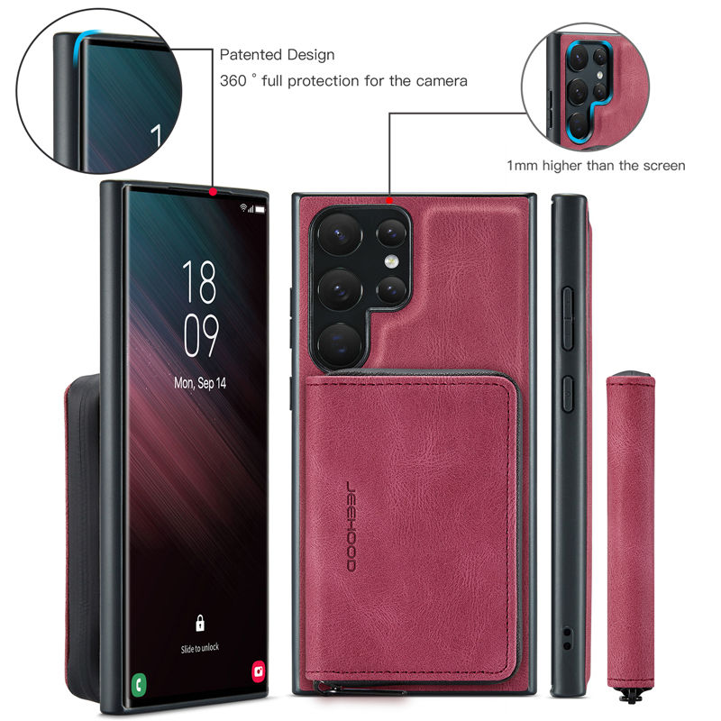 JEEHOOD Samsung Galaxy S25 Ultra 2-in-1 Zipper Wallet Case