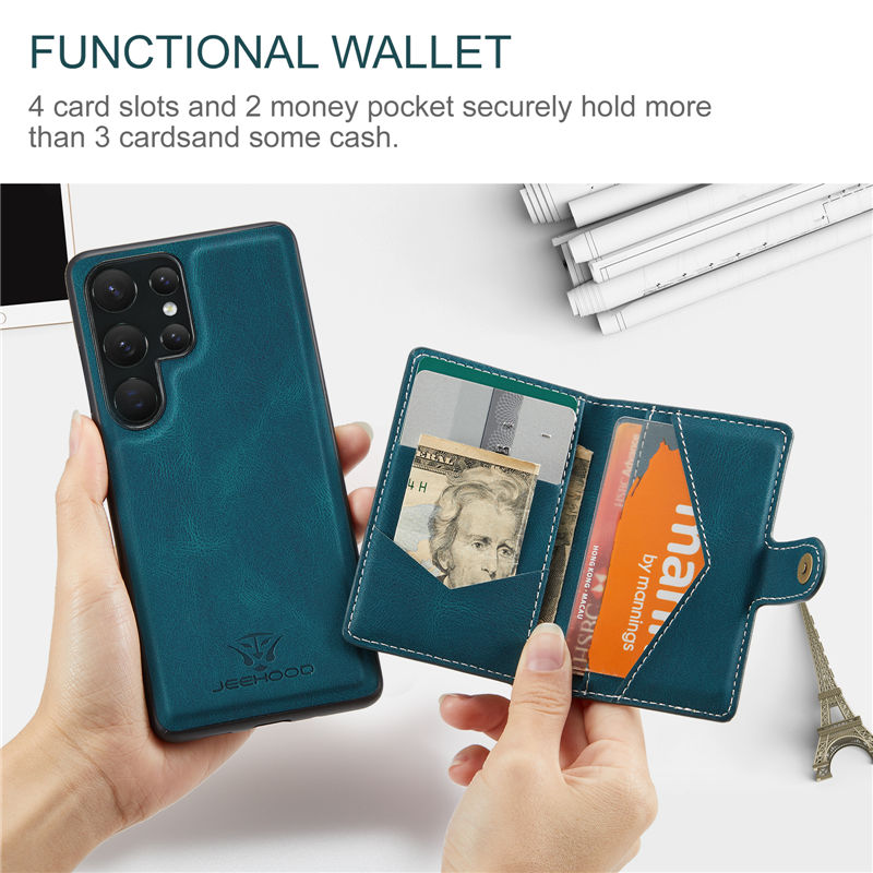 JEEHOOD Samsung Galaxy S23 Ultra 2-in-1 Magnetic Wallet Case