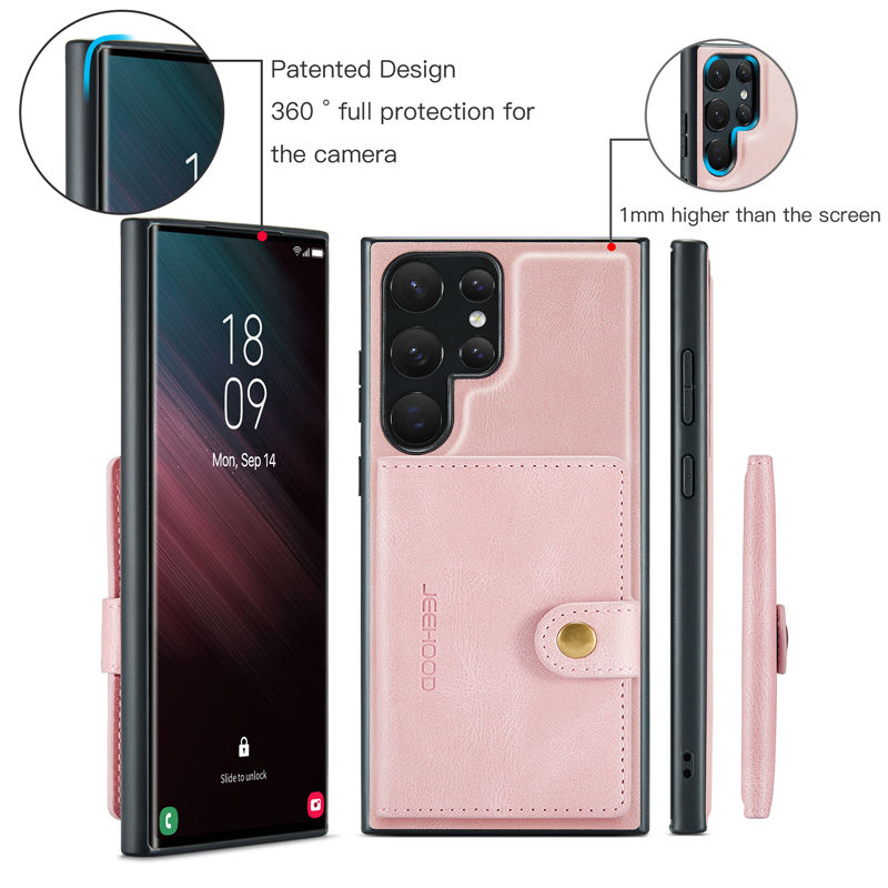 JEEHOOD Samsung Galaxy S23 Ultra 2-in-1 Magnetic Wallet Case