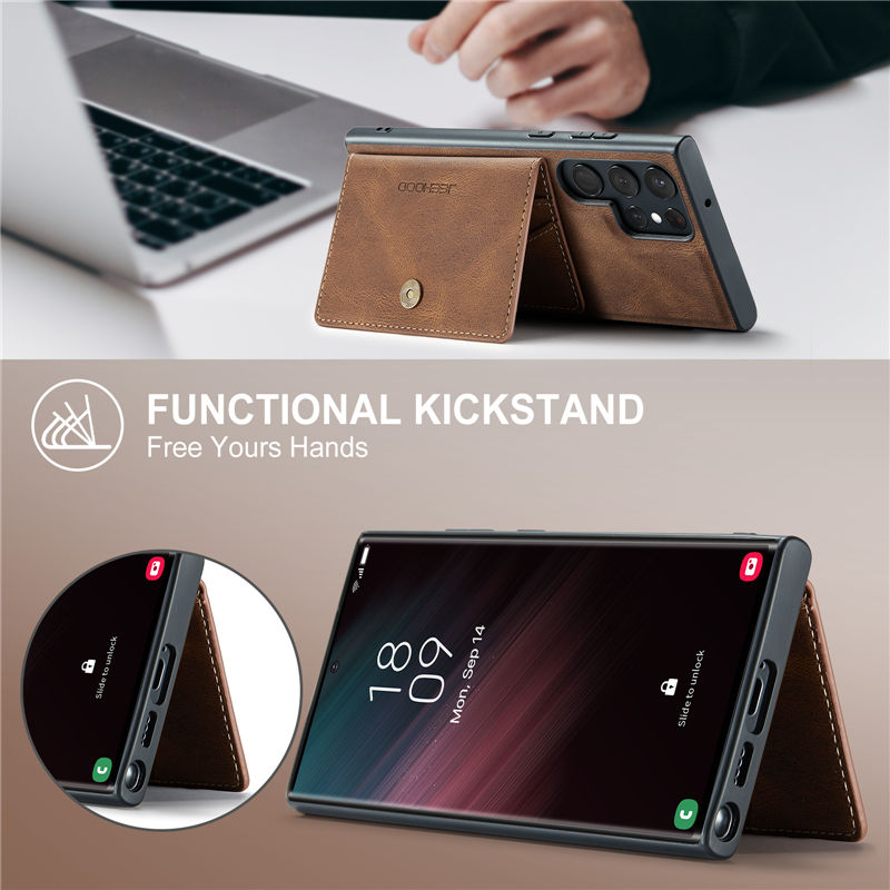 JEEHOOD Samsung Galaxy S23 Ultra 2-in-1 Magnetic Wallet Case