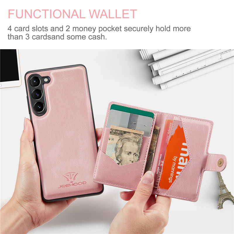 JEEHOOD Samsung Galaxy S23 2-in-1 Magnetic Wallet Case