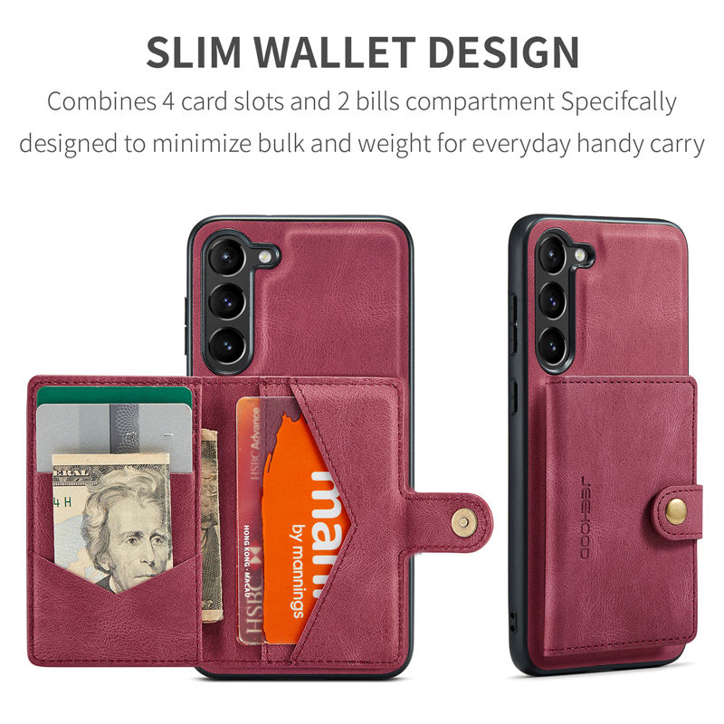 JEEHOOD Samsung Galaxy S23 2-in-1 Magnetic Wallet Case