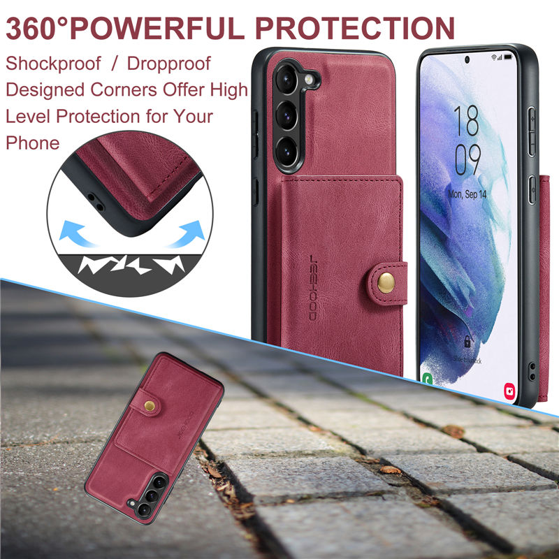 JEEHOOD Samsung Galaxy S23 2-in-1 Magnetic Wallet Case