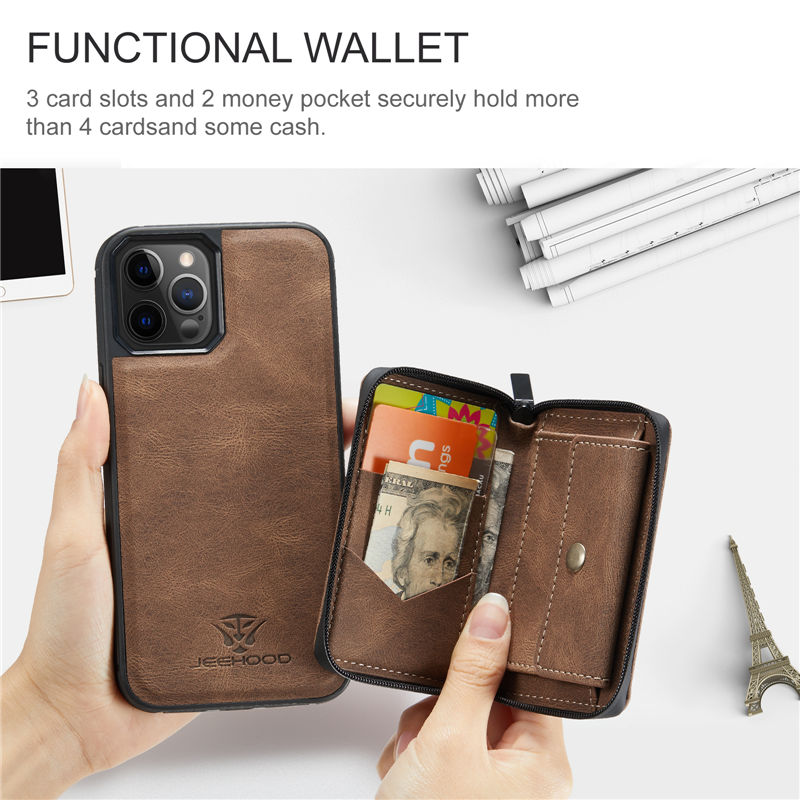 JEEHOOD iPhone 12/12 Pro Wallet Case