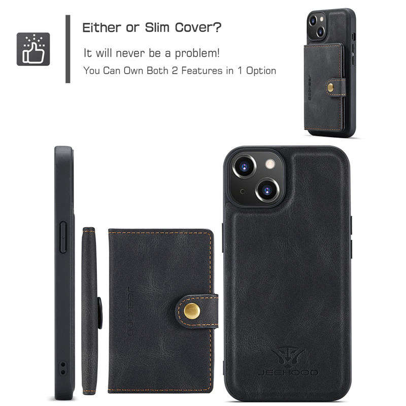 JEEHOOD iPhone 13 2-in-1 Magnetic Wallet Case