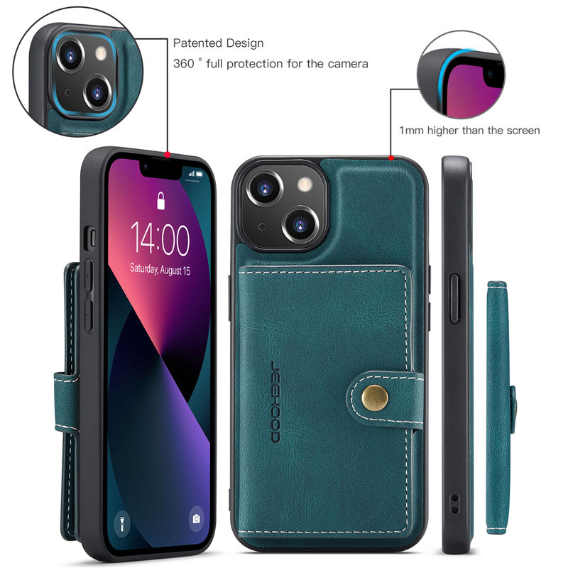 JEEHOOD iPhone 13 2-in-1 Magnetic Wallet Case