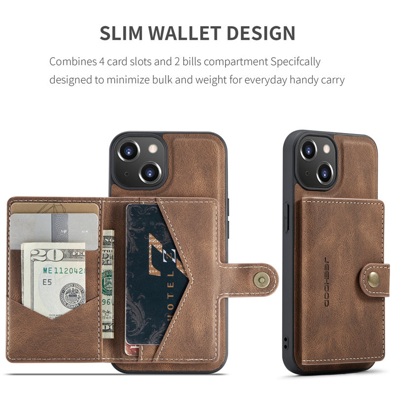 JEEHOOD iPhone 13 2-in-1 Magnetic Wallet Case