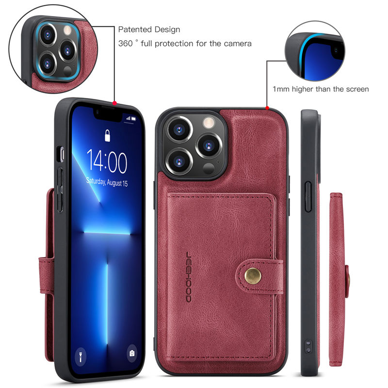 JEEHOOD iPhone 13 Pro 2-in-1 Magnetic Wallet Case
