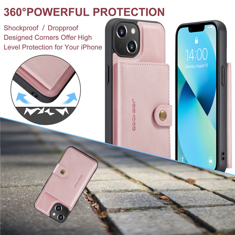 JEEHOOD iPhone 14 Plus 2-in-1 Magnetic Wallet Case