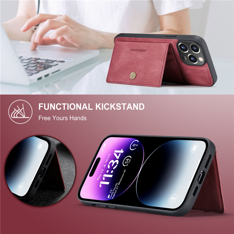 JEEHOOD iPhone 14 Pro Max 2-in-1 Magnetic Wallet Case