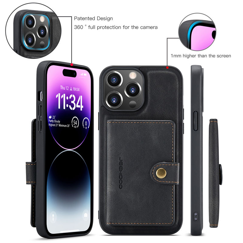 JEEHOOD iPhone 14 Pro Max 2-in-1 Magnetic Wallet Case
