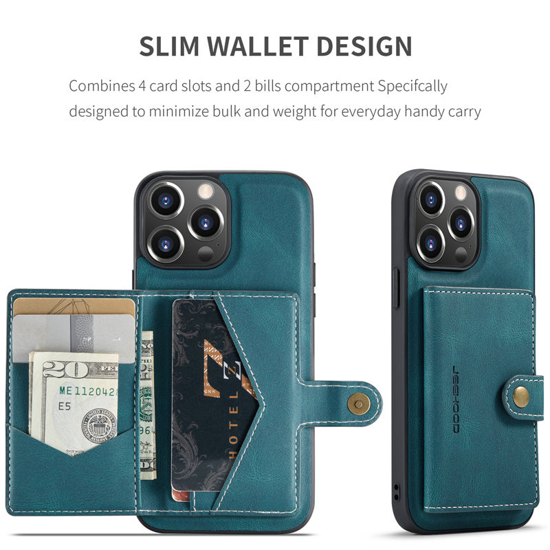 JEEHOOD iPhone 14 Pro Max 2-in-1 Magnetic Wallet Case