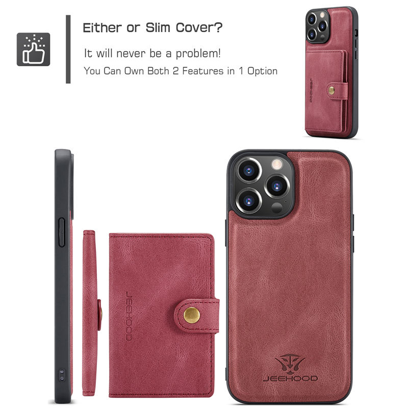 JEEHOOD iPhone 14 Pro 2-in-1 Magnetic Wallet Case