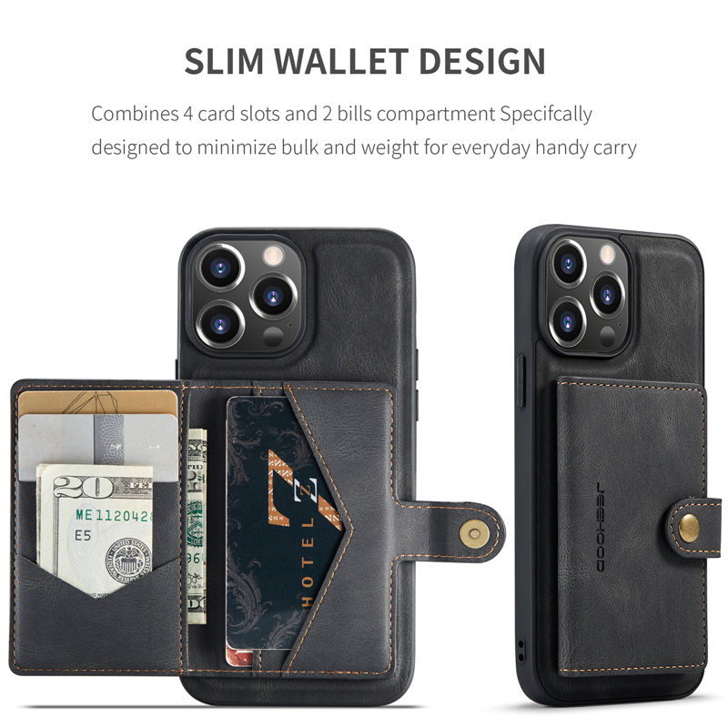 JEEHOOD iPhone 14 Pro 2-in-1 Magnetic Wallet Case