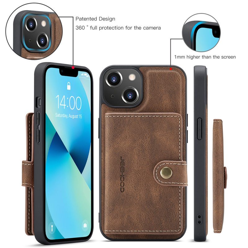JEEHOOD iPhone 14 2-in-1 Magnetic Wallet Case