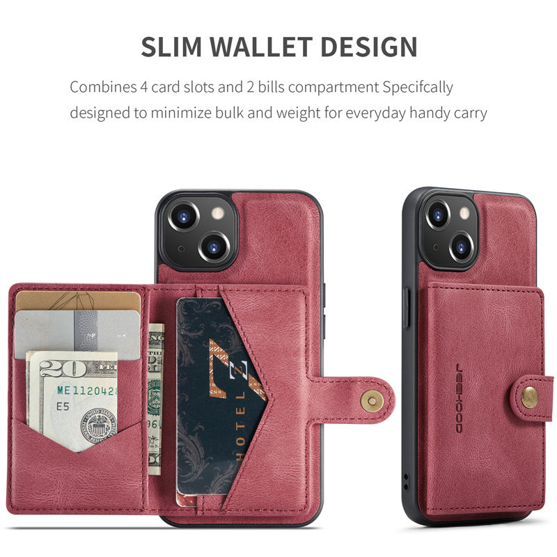 JEEHOOD iPhone 14 2-in-1 Magnetic Wallet Case