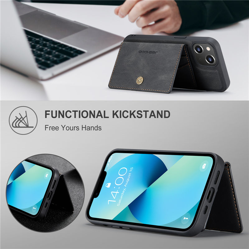 JEEHOOD iPhone 14 2-in-1 Magnetic Wallet Case