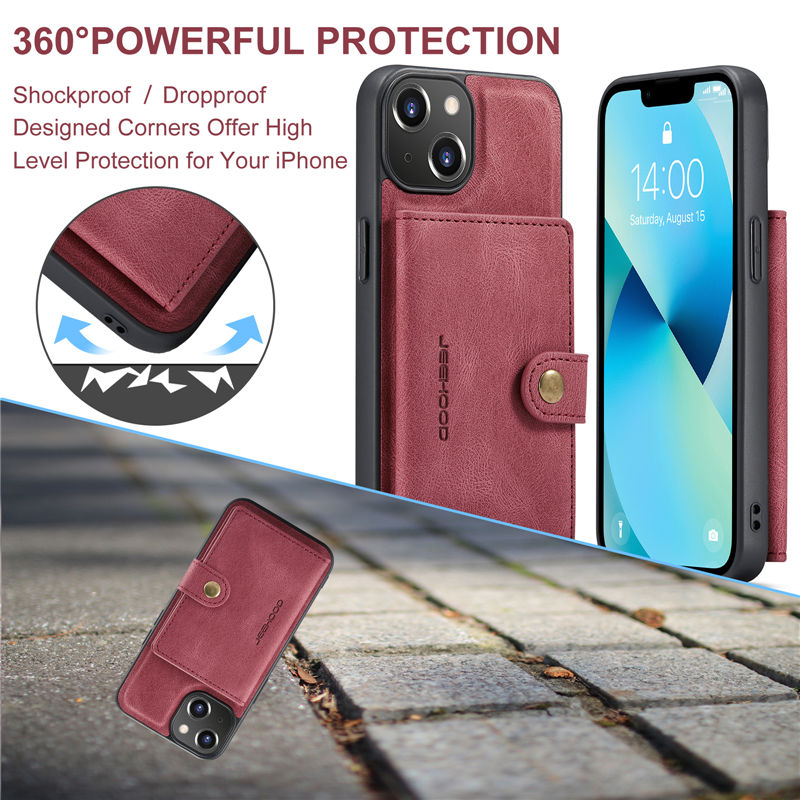 JEEHOOD iPhone 14 2-in-1 Magnetic Wallet Case