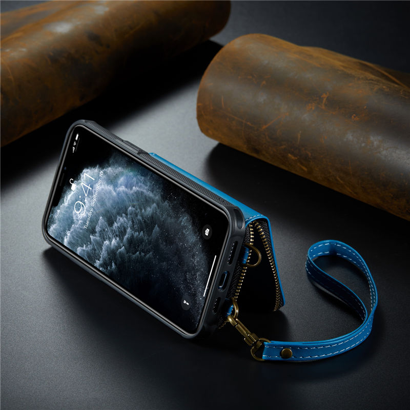 JEEHOOD iPhone 11 Pro Zipper Purse wallet case