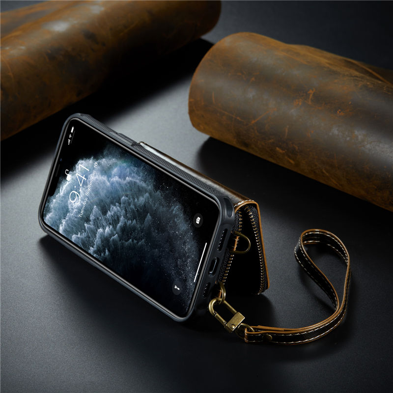 JEEHOOD iPhone 11 Pro Max Zipper Purse wallet case