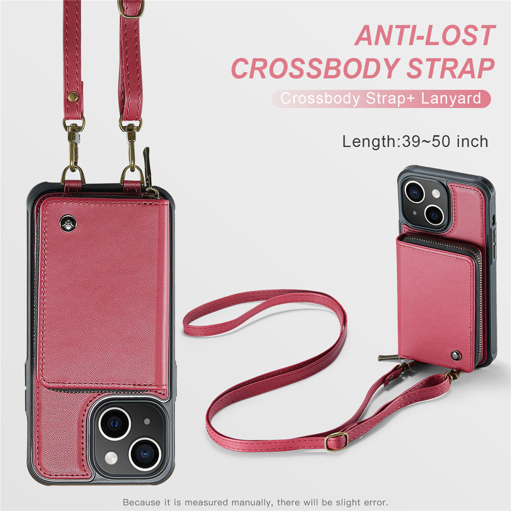 JEEHOOD iPhone 13 Zipper Purse Case with Wrist Strap