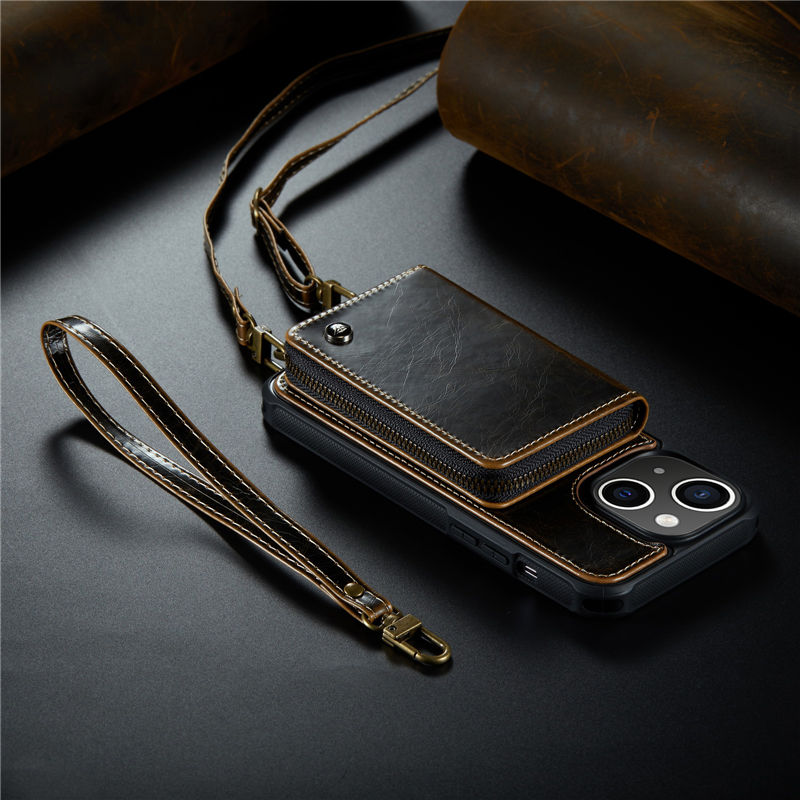 JEEHOOD iPhone 13 Zipper Purse wallet case
