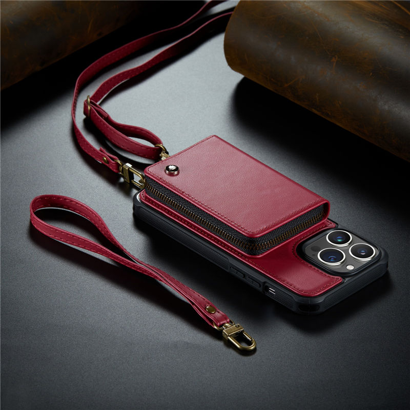 JEEHOOD iPhone 13 Pro Zipper Purse wallet case