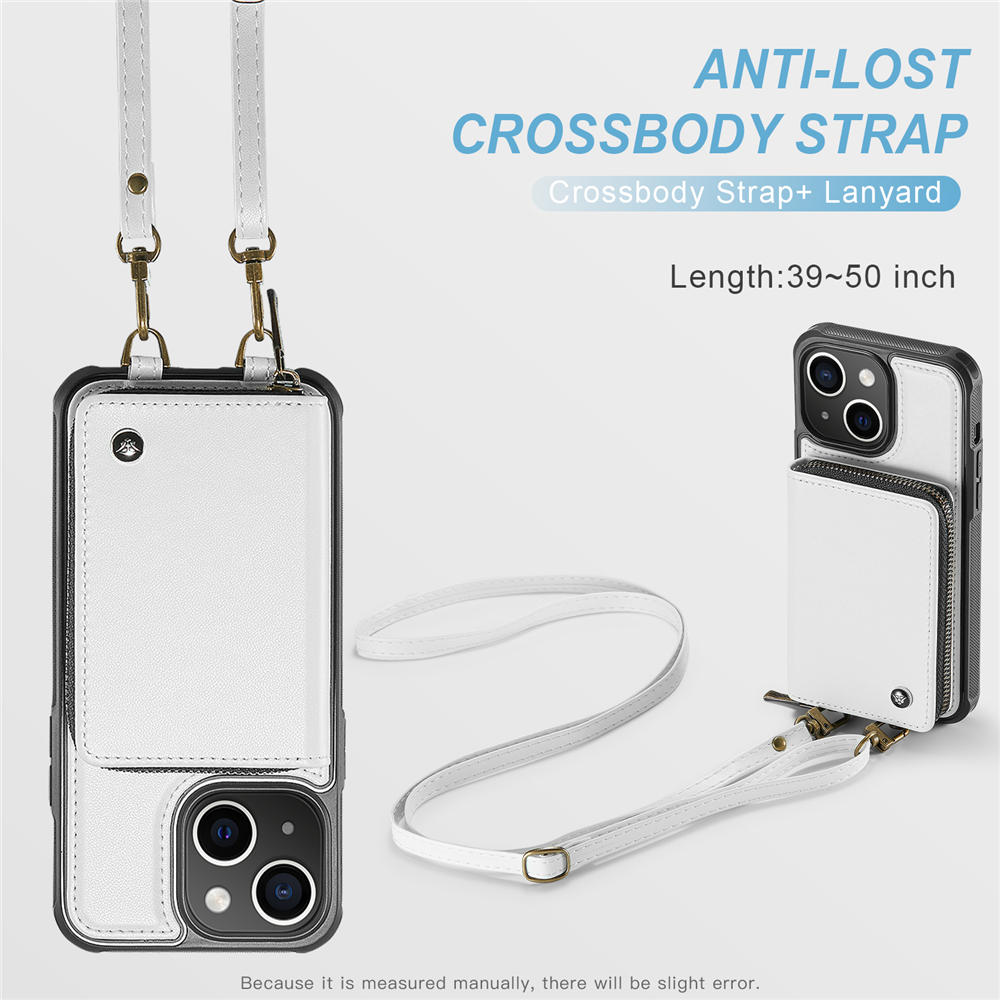 JEEHOOD iPhone 14 Zipper Purse Case with Wrist Strap