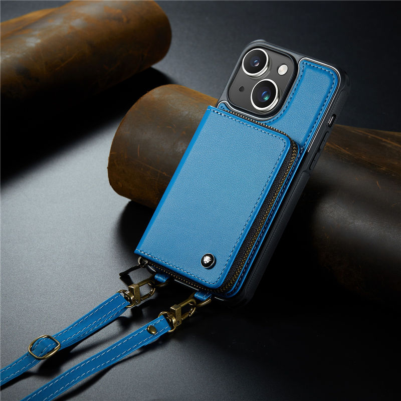 JEEHOOD iPhone 14 Zipper Purse wallet case