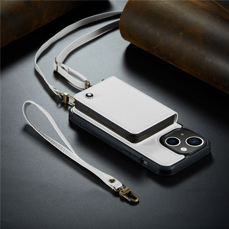 JEEHOOD iPhone 14 Plus Zipper Purse wallet case