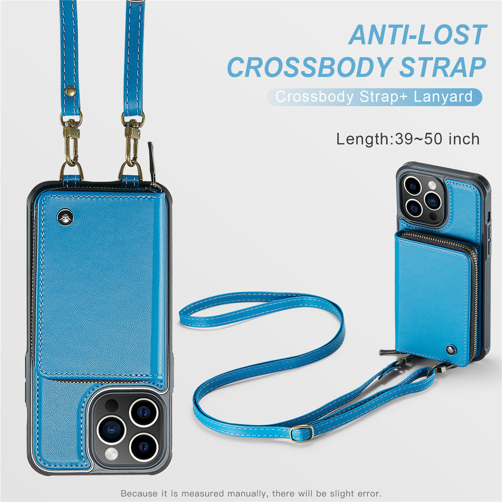 JEEHOOD iPhone 14 Pro Zipper Purse Case with Wrist Strap