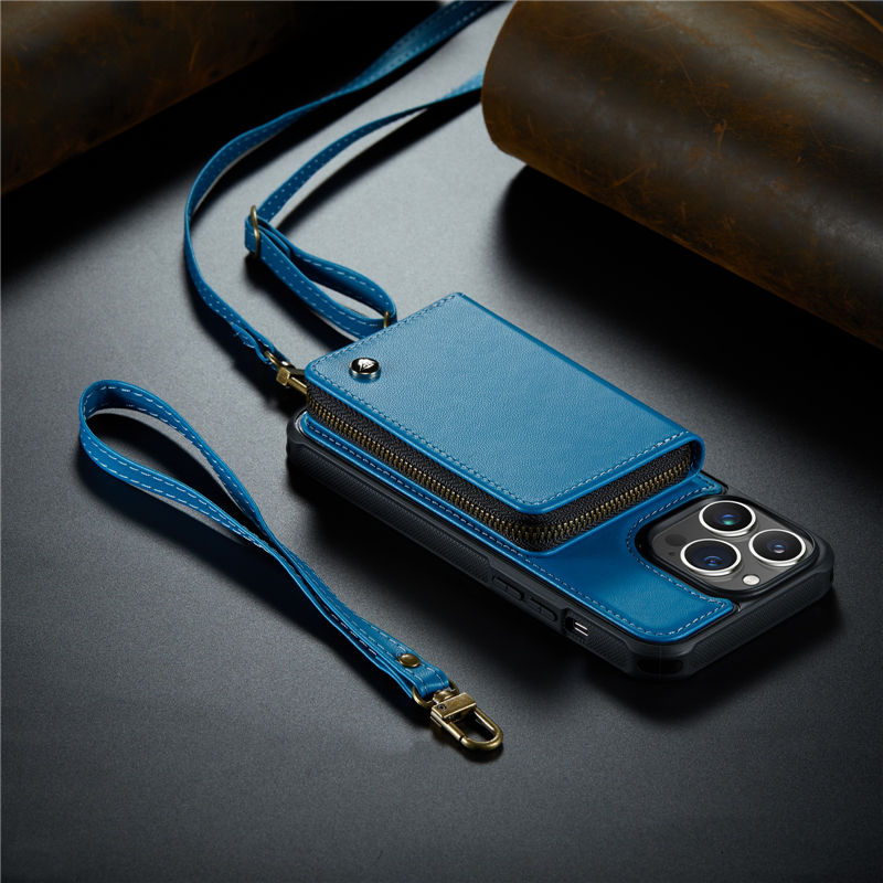 JEEHOOD iPhone 14 Pro Max Zipper Purse wallet case