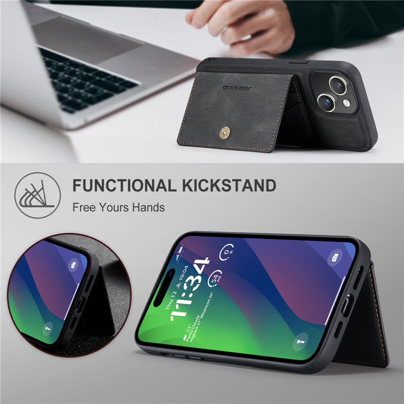 JEEHOOD iPhone 15 Plus 2-in-1 Magnetic Wallet Case