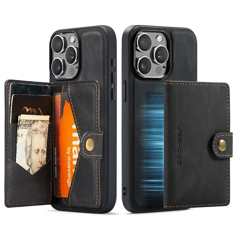 JEEHOOD iPhone 15 Pro Max 2-in-1 Magnetic Wallet Case