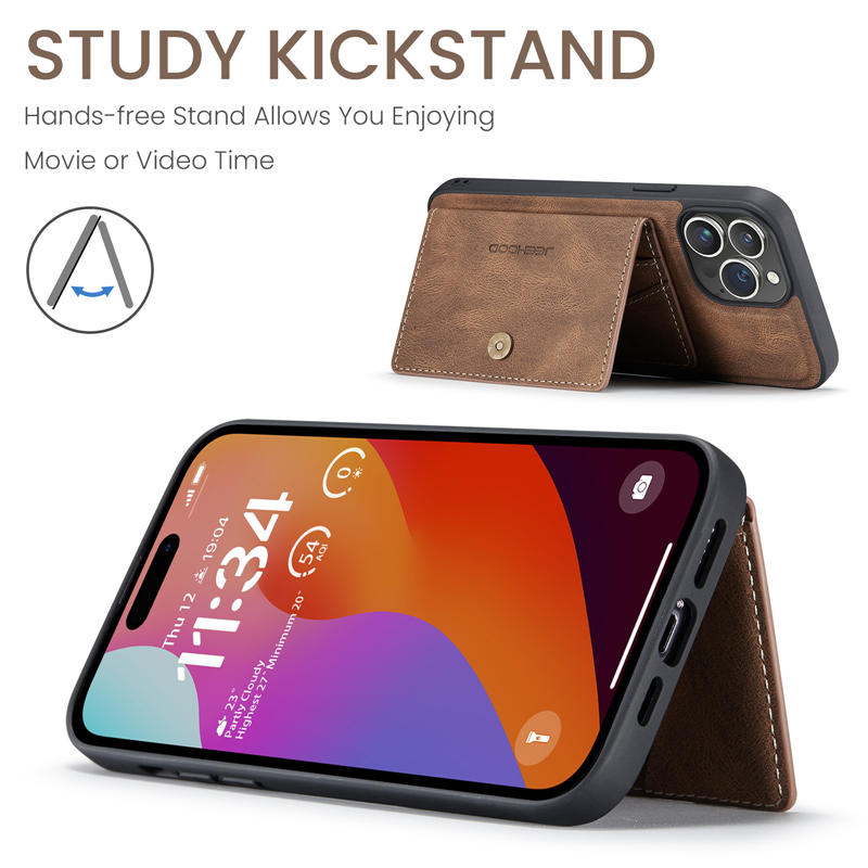 JEEHOOD iPhone 15 Pro 2-in-1 Magnetic Wallet Case