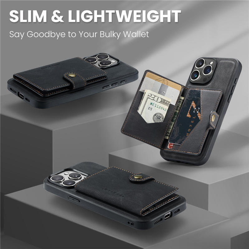 JEEHOOD iPhone 15 Pro 2-in-1 Magnetic Wallet Case