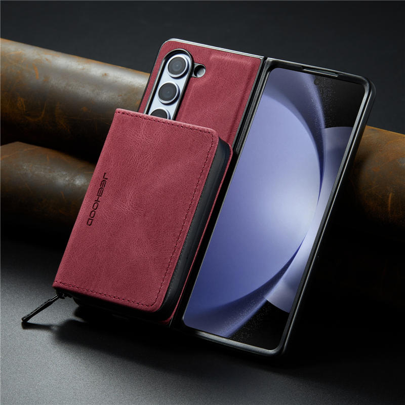 JEEHOOD Samsung Galaxy Z Fold5 Zipper Wallet Case