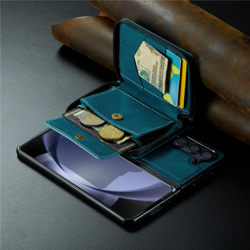 JEEHOOD Samsung Galaxy Z Fold5 Zipper Wallet Case