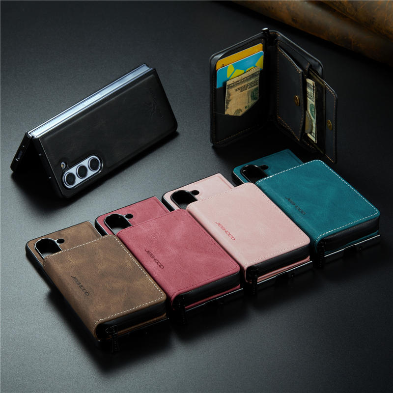 JEEHOOD Samsung Galaxy Z Fold5 Zipper Wallet Case