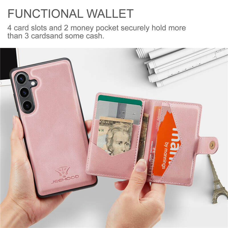JEEHOOD Samsung Galaxy S24 FE 2-in-1 Magnetic Wallet Case