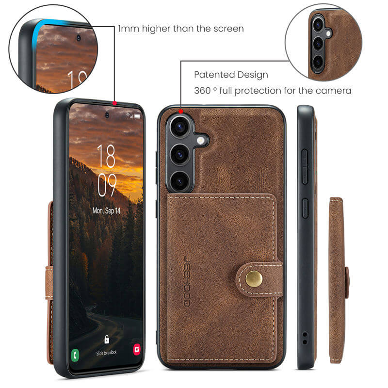 JEEHOOD Samsung Galaxy S24 FE 2-in-1 Magnetic Wallet Case