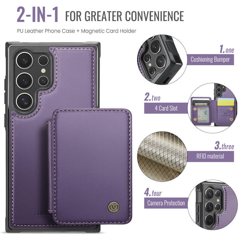 JEEHOOD Samsung Galaxy S25 Ultra 2-in-1 Magnetic Wallet Case