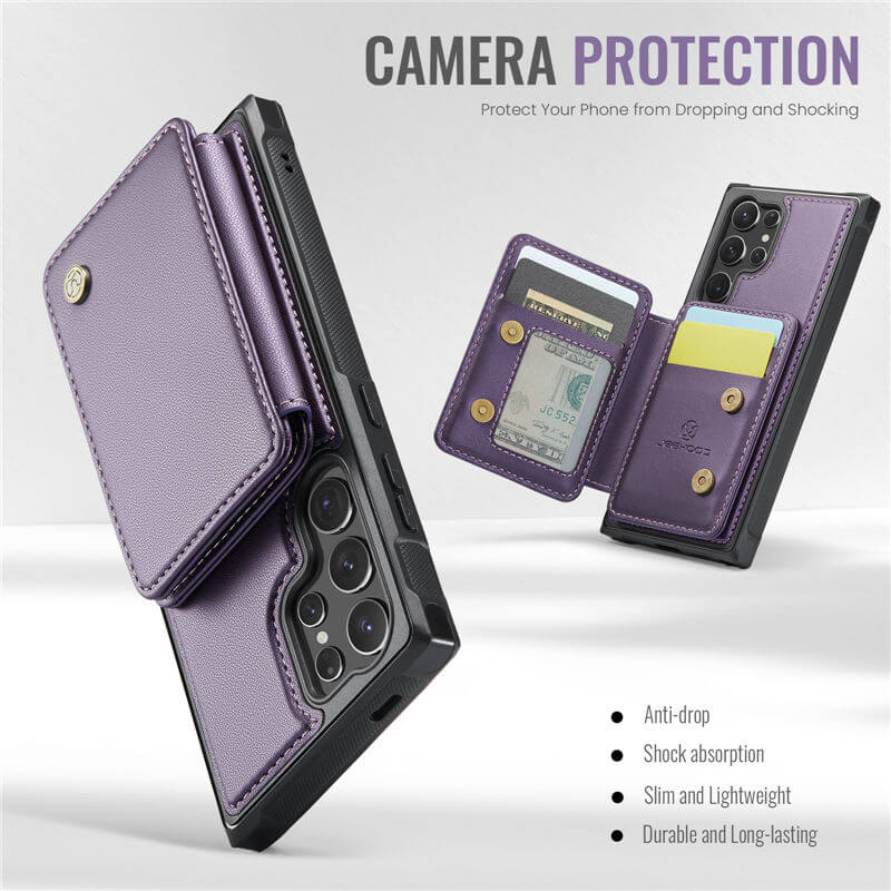 JEEHOOD Samsung Galaxy S24 Ultra 2-in-1 Magnetic Card Holder RFID Blocking Case