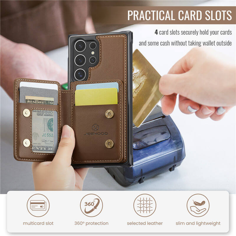 JEEHOOD Samsung Galaxy S25 Ultra 2-in-1 Magnetic Wallet Case