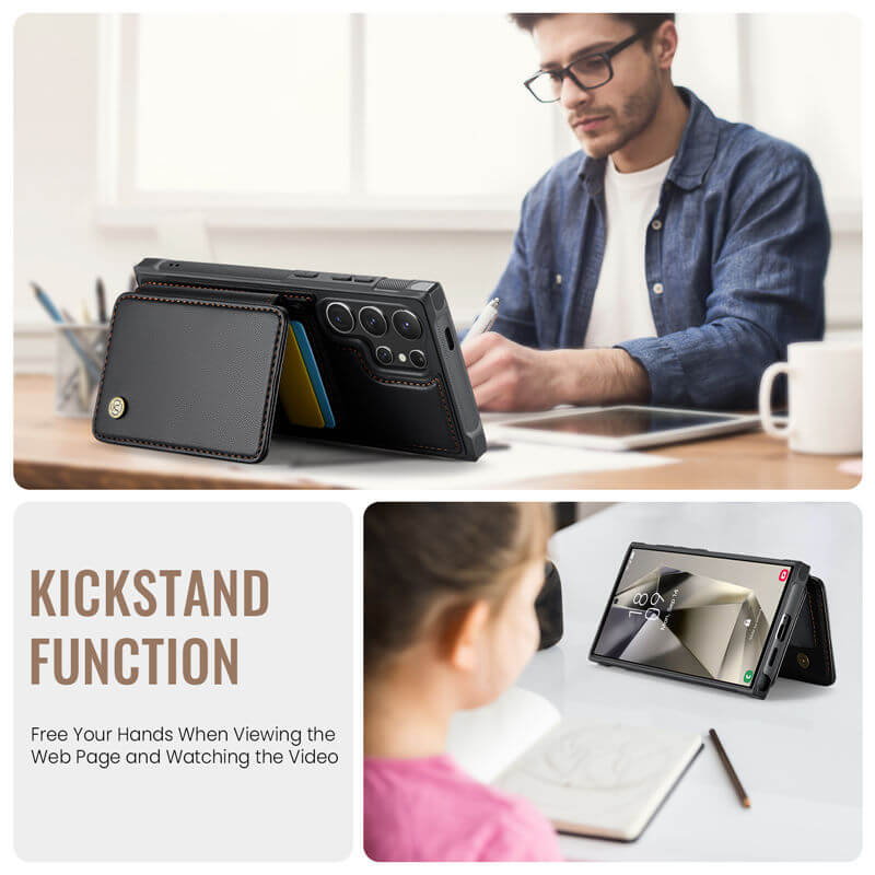 JEEHOOD Samsung Galaxy S25 Ultra 2-in-1 Magnetic Wallet Case