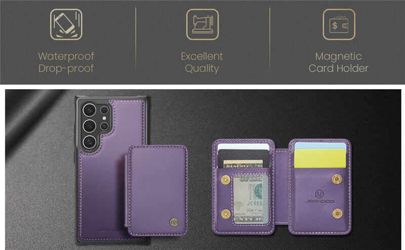 JEEHOOD Samsung Galaxy S24 Ultra Card Holder RFID Blocking Case