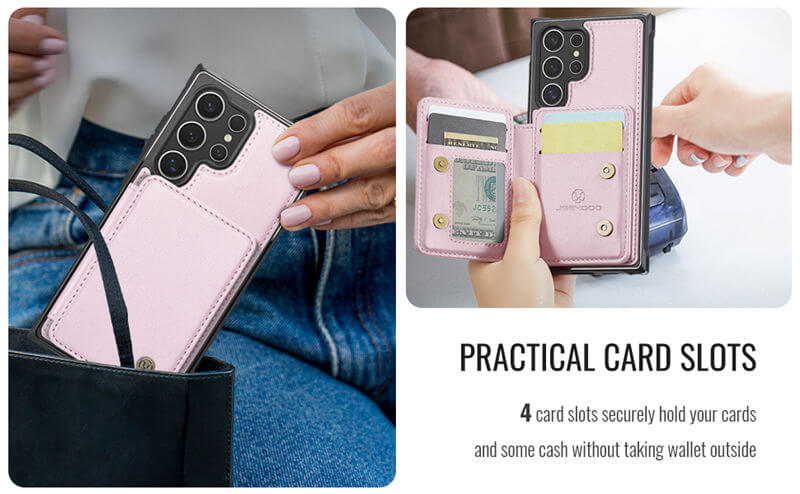 JEEHOOD Samsung Galaxy S24 Ultra Card Holder RFID Blocking Case