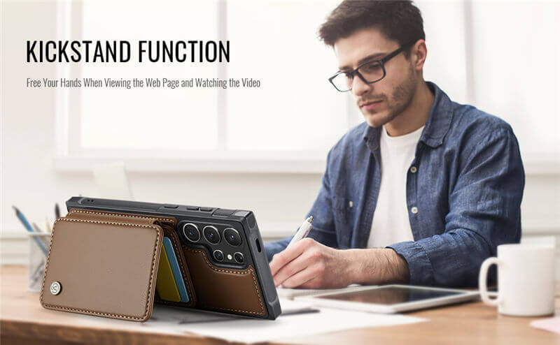 JEEHOOD Samsung Galaxy S24 Ultra Card Holder RFID Blocking Case