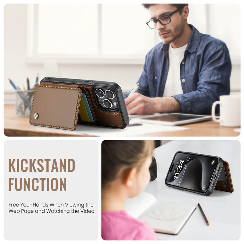 JEEHOOD iPhone 15 Pro Max 2-in-1 Magnetic Wallet Case